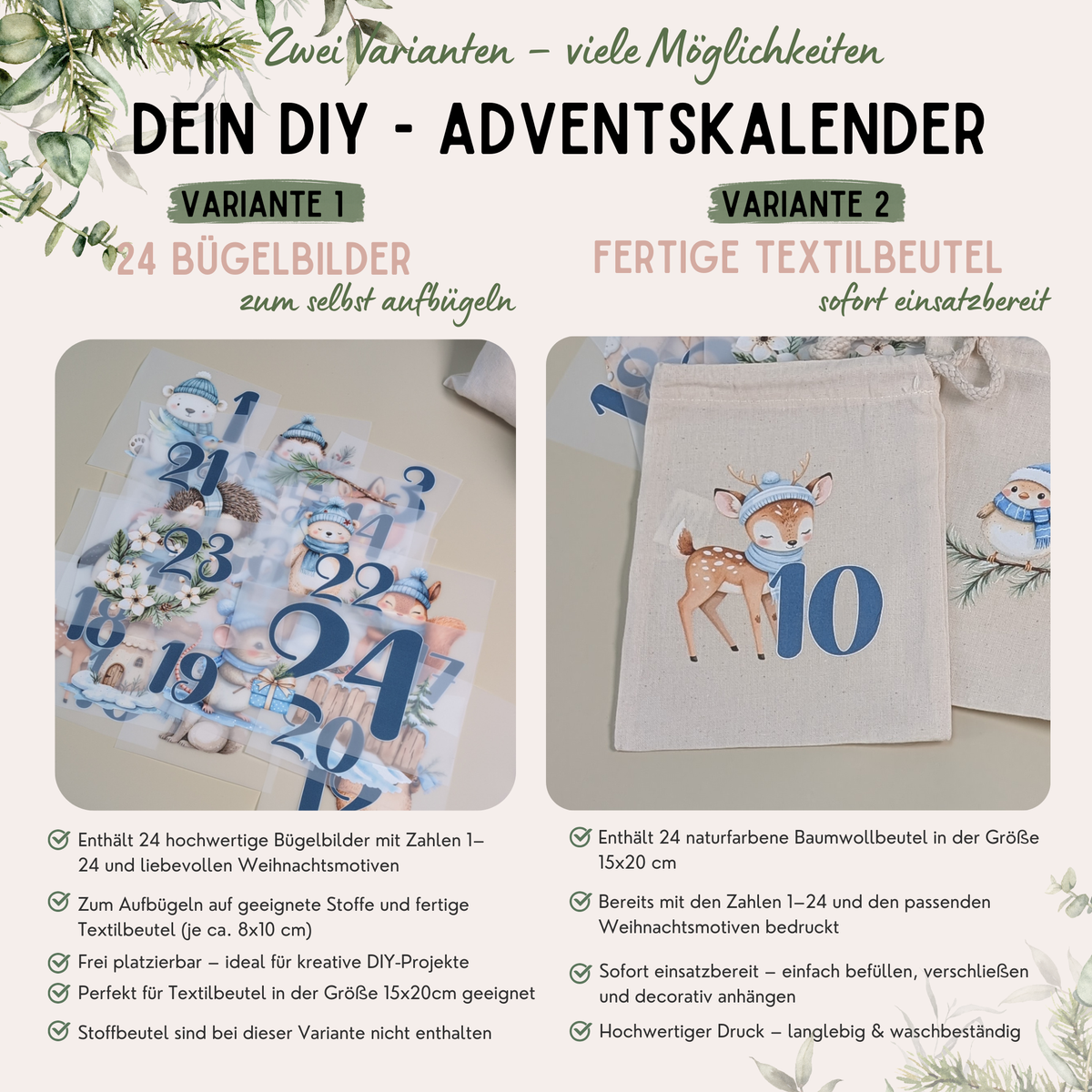 Adventskalender Winterwald in Blau