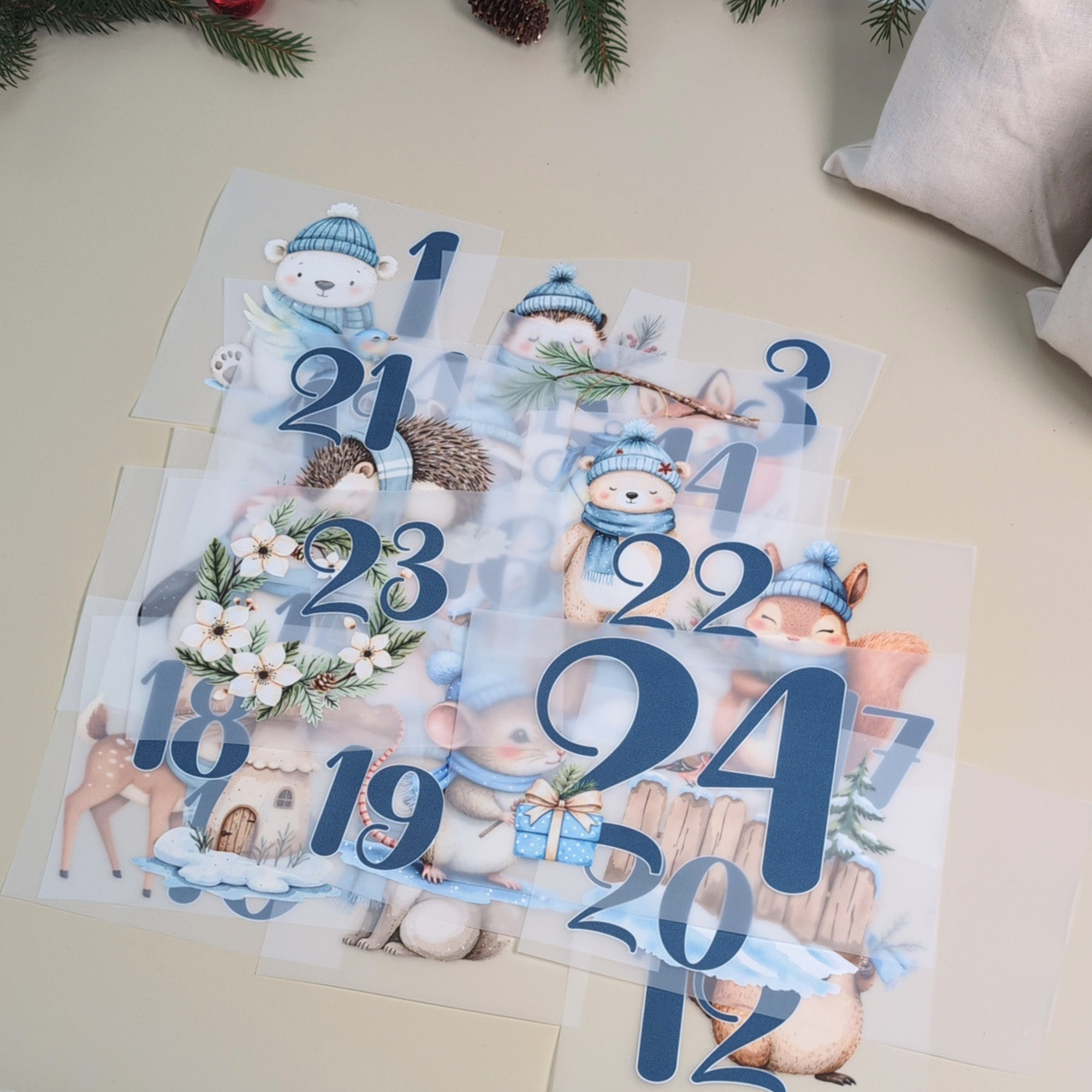 Adventskalender Winterwald in Blau