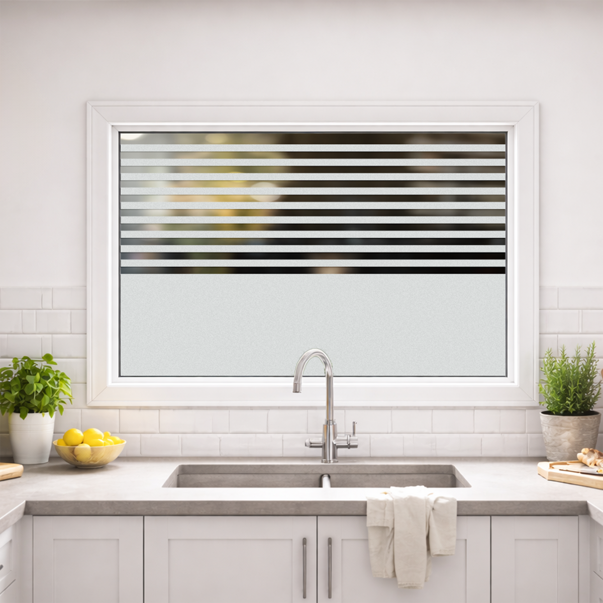Moderne Fensterfolie mit Streifen