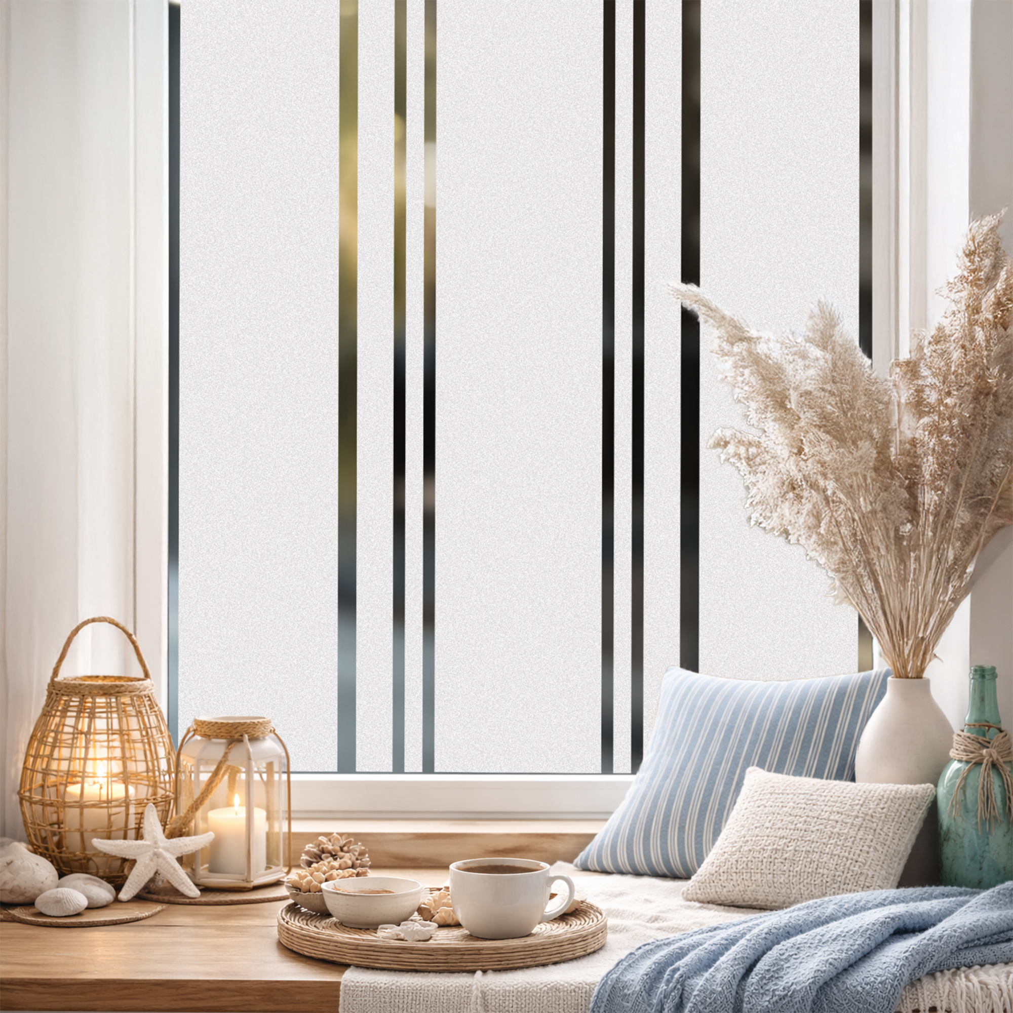 Sichtschutzfolie Streifen auf Fenster