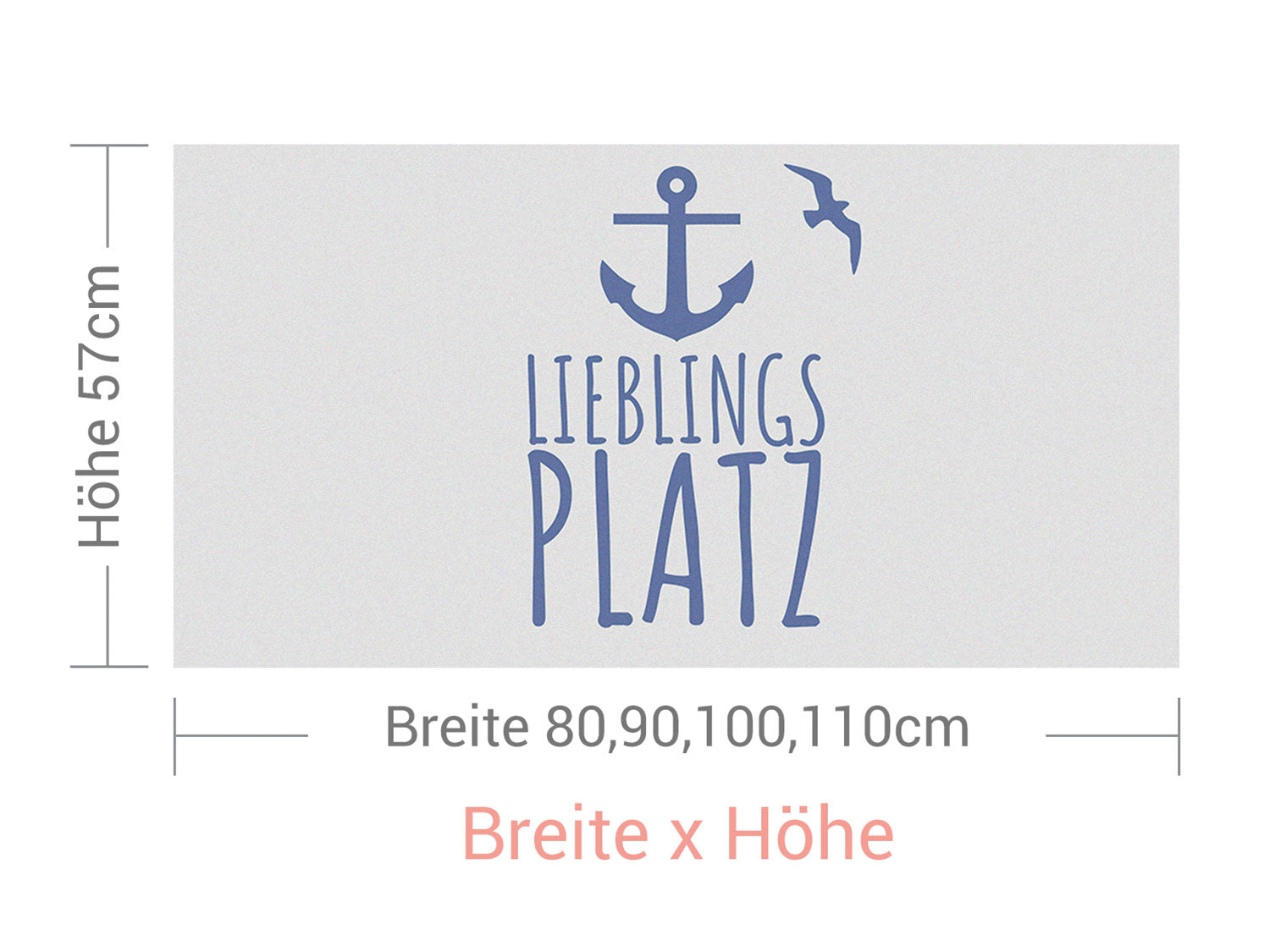 Lieblingsplatz Wanddeko mit Anker und Vogel, blau.