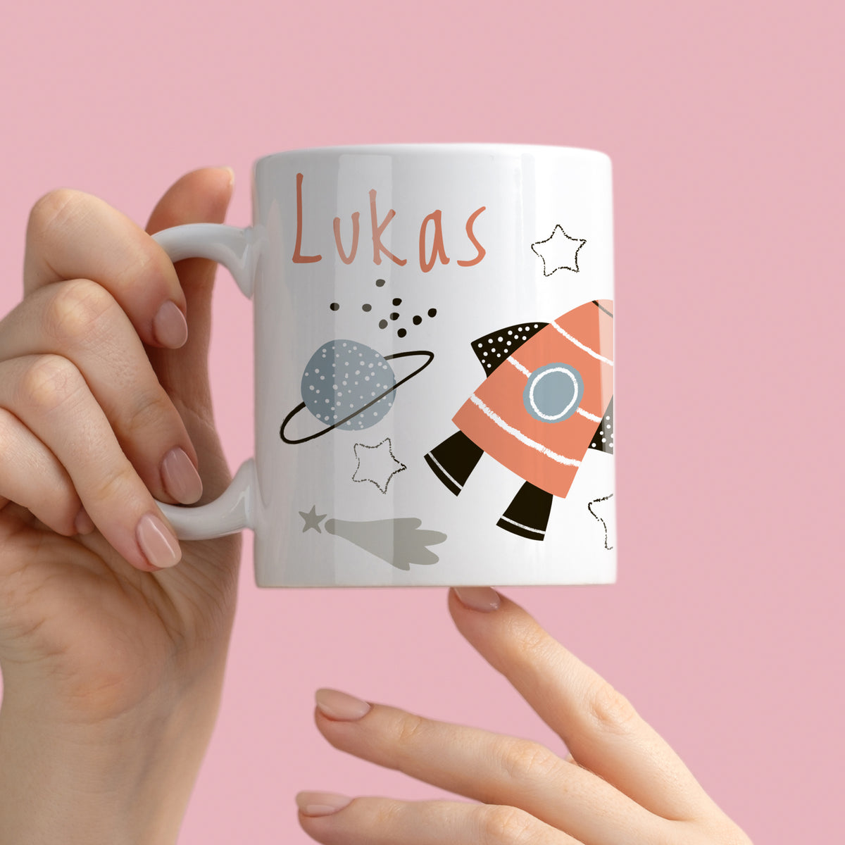 Tasse Weltraum mit Namen personalisiert