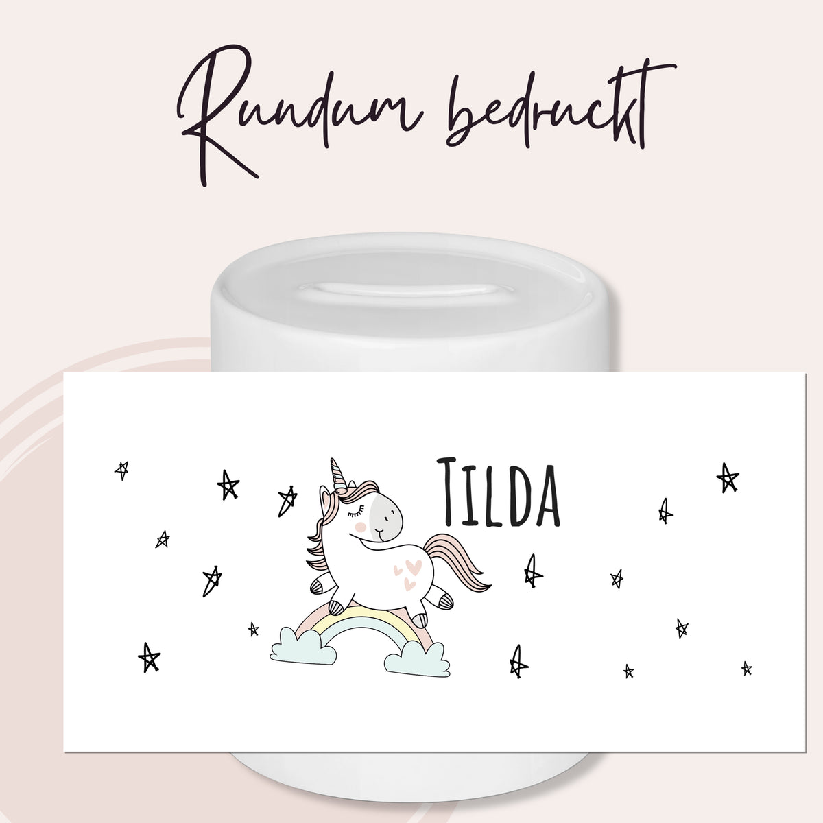 Keramiktasse mit Einhorn-Motiv und dem Namen "TILDA".