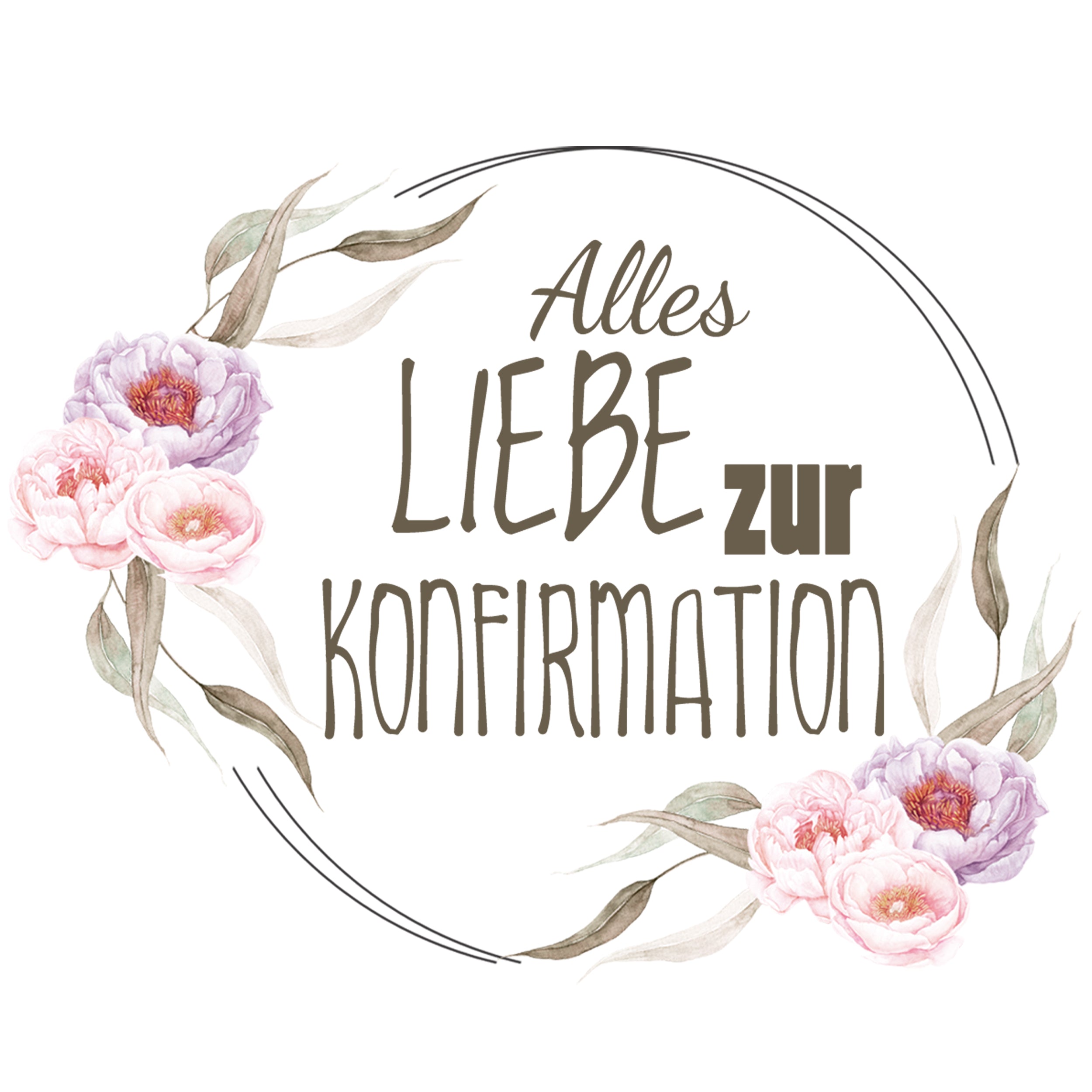 Alles Liebe zur Konfirmation, florale Gestaltung in Pastellfarben.