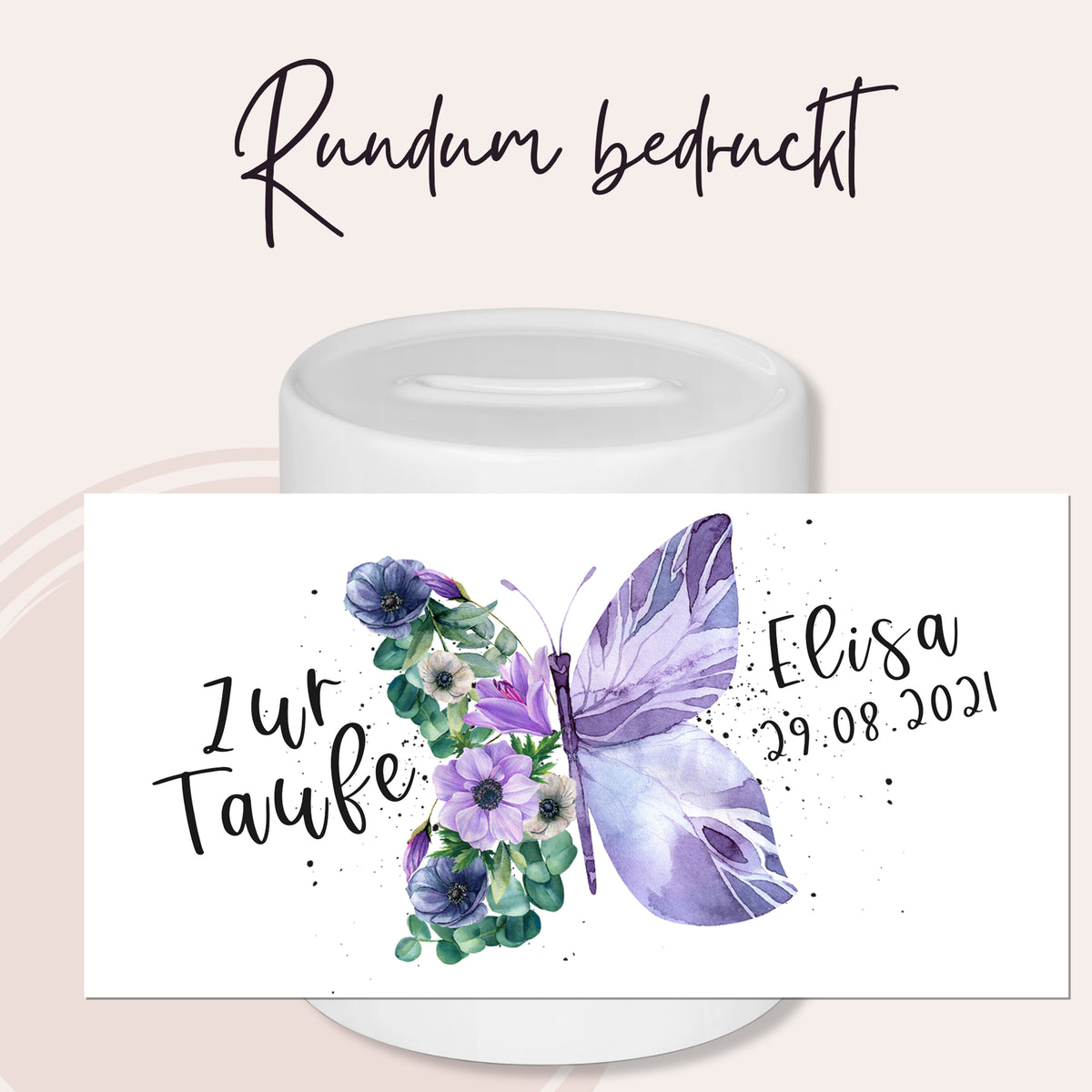 Spardose Schmetterling zur Taufe