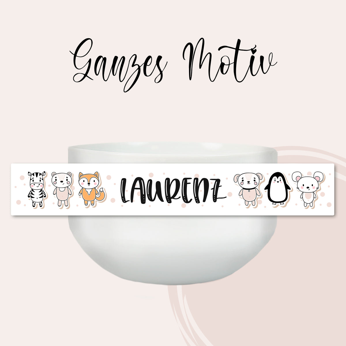 Müslischale mit Tieren und Guten Appetit