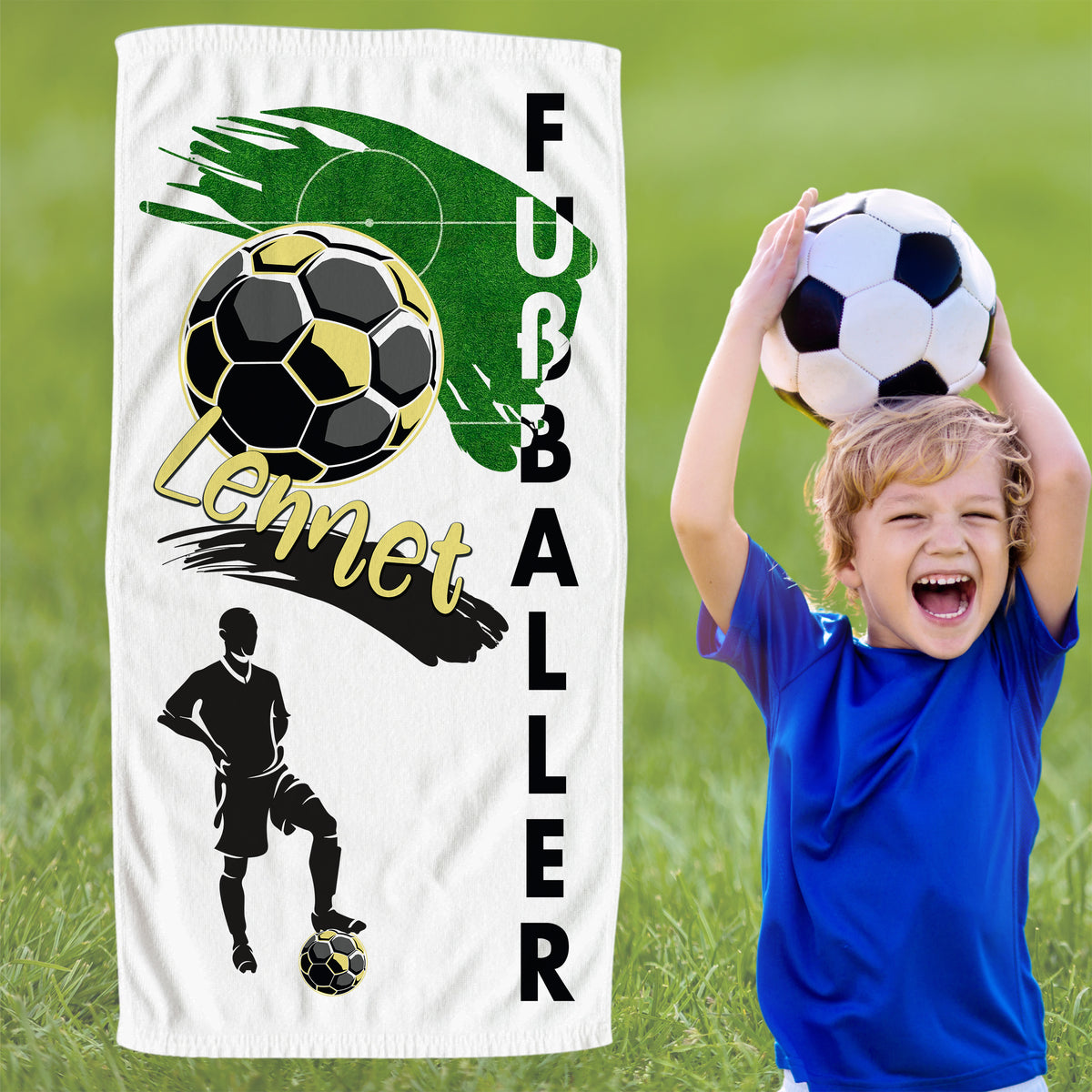 Handtuch Fußballer in grün