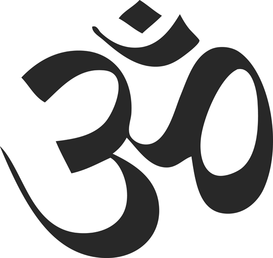 Wandtattoo Schwarzes Om-Symbol mit dekorativen Elementen.