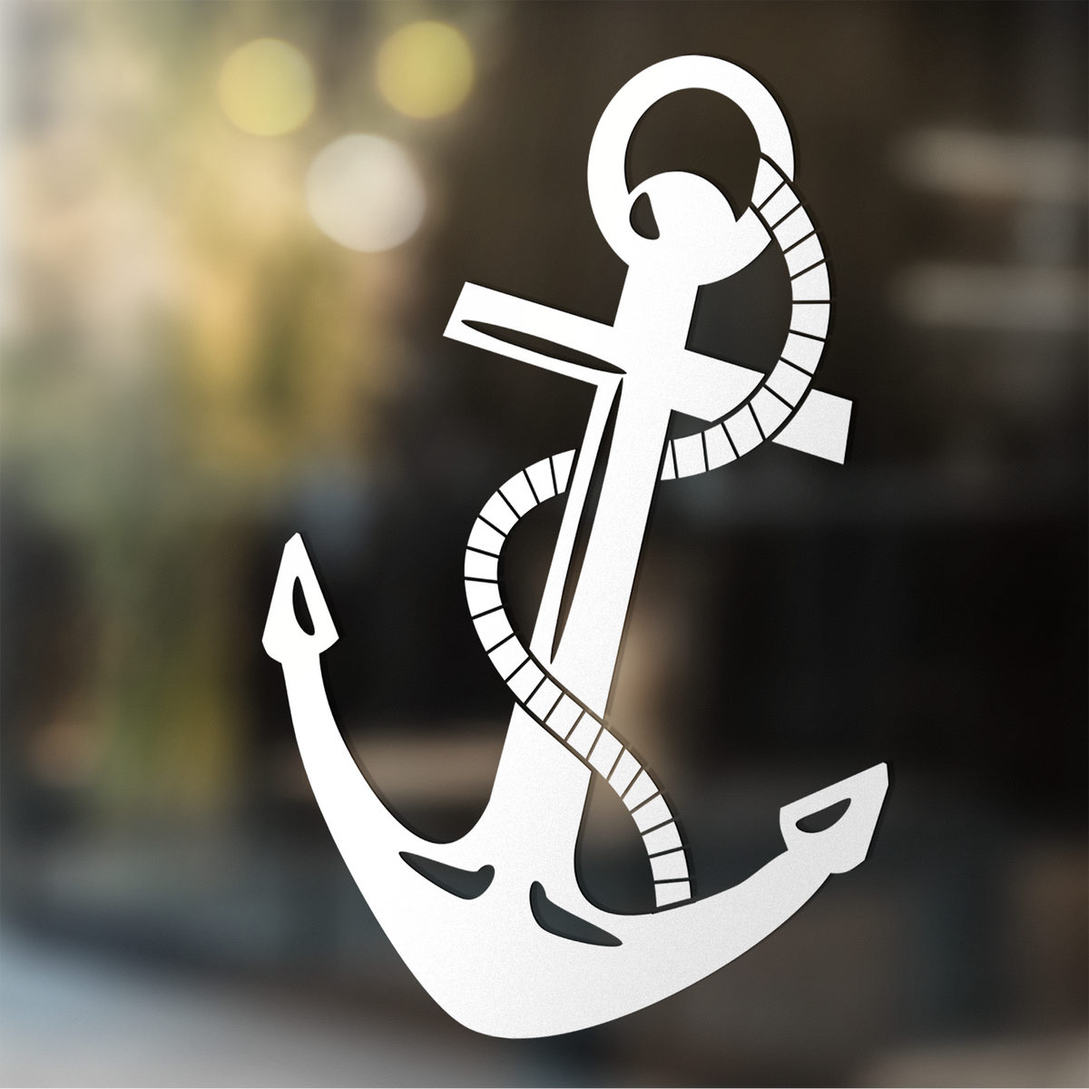 Weißer Anker mit Seil auf transparentem Hintergrund.