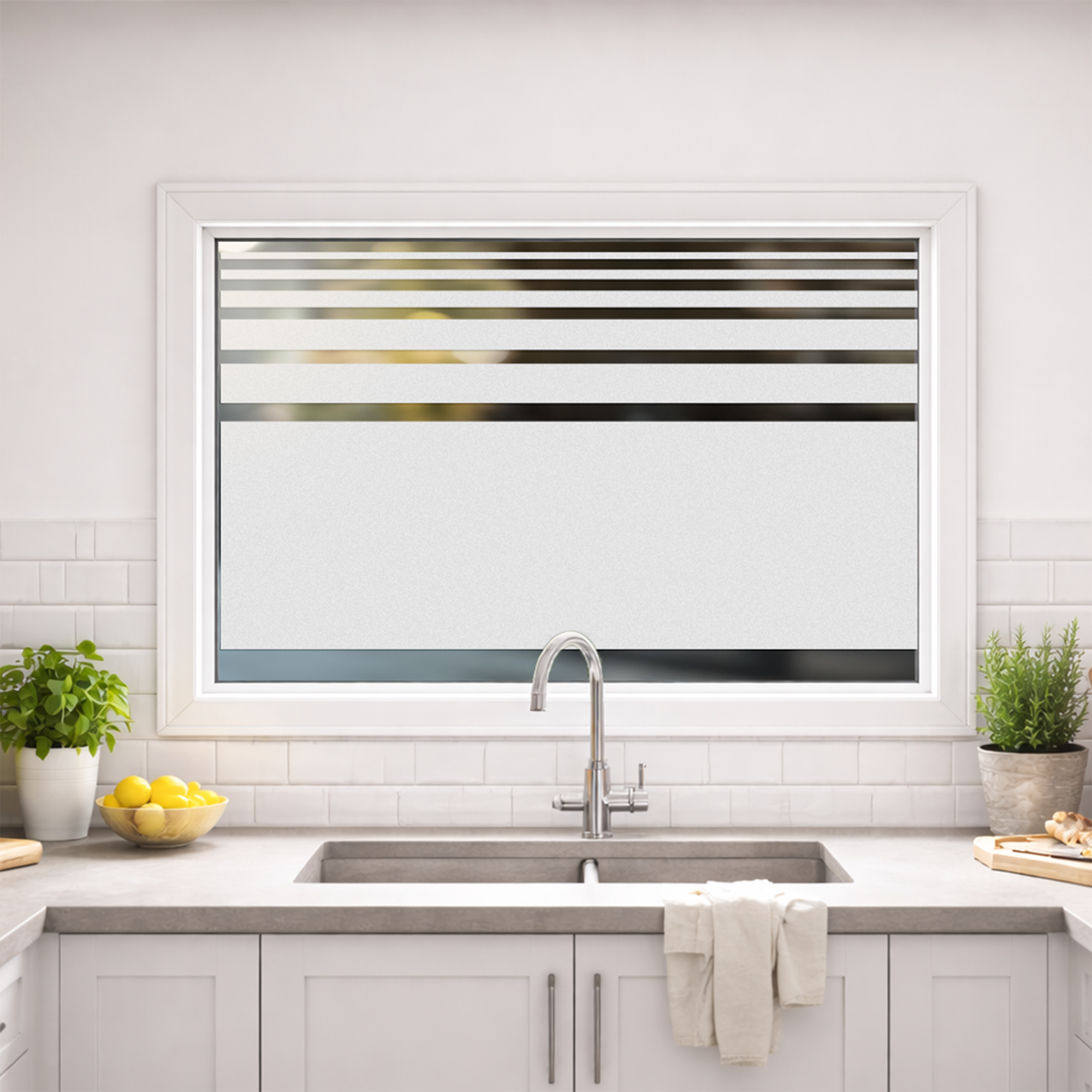 Sichtschutz Fensterfolie mit Streifen – lichtdurchlässig und blickdicht für mehr Privatsphäre