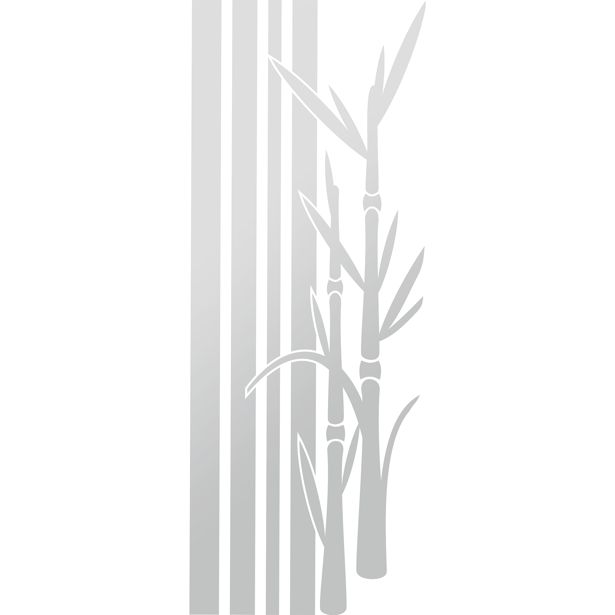 Graue Bambusillustration mit vertikalen Streifen.