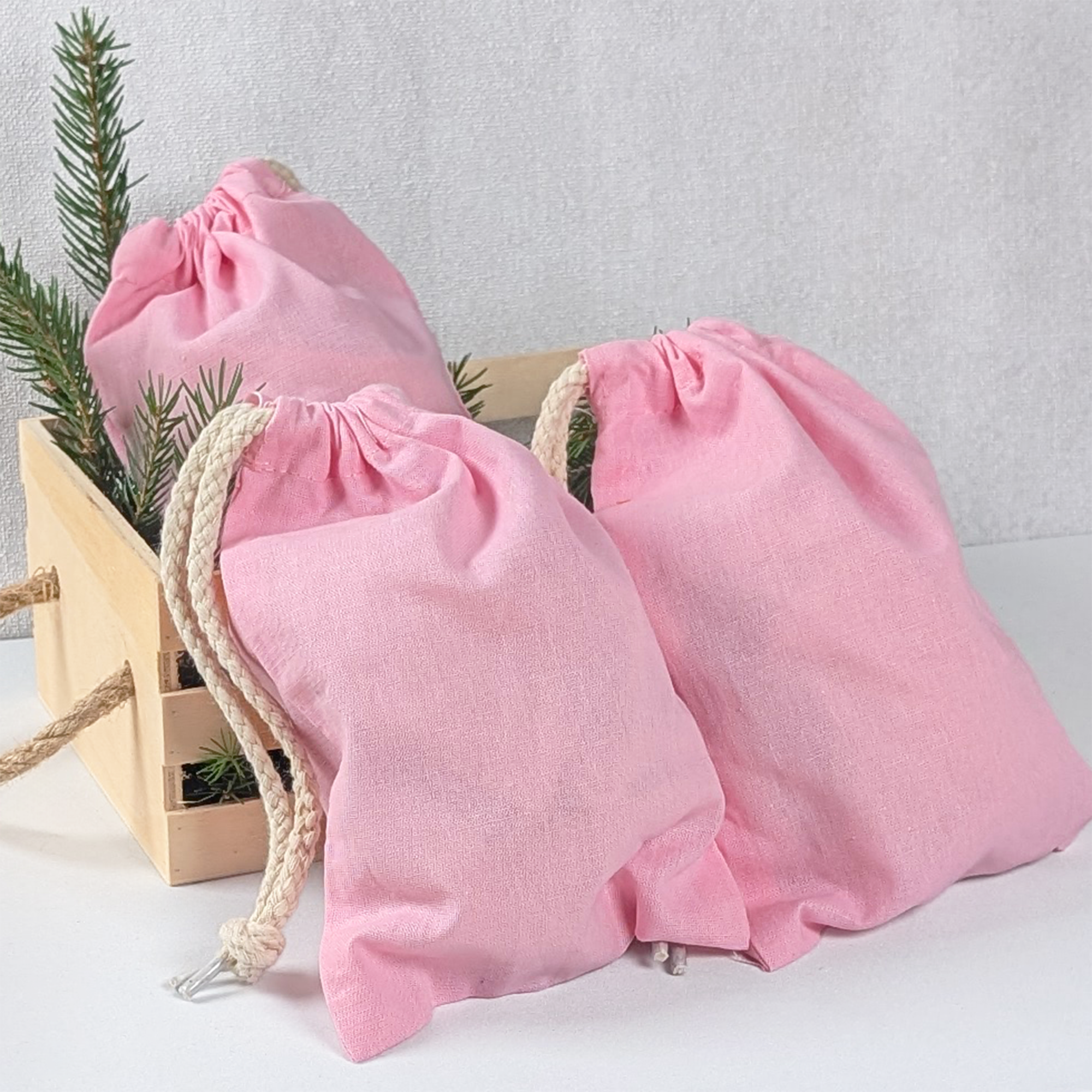 Baumwollsäckchen 15 × 20 cm in Rosa – 1 oder 24 Stück