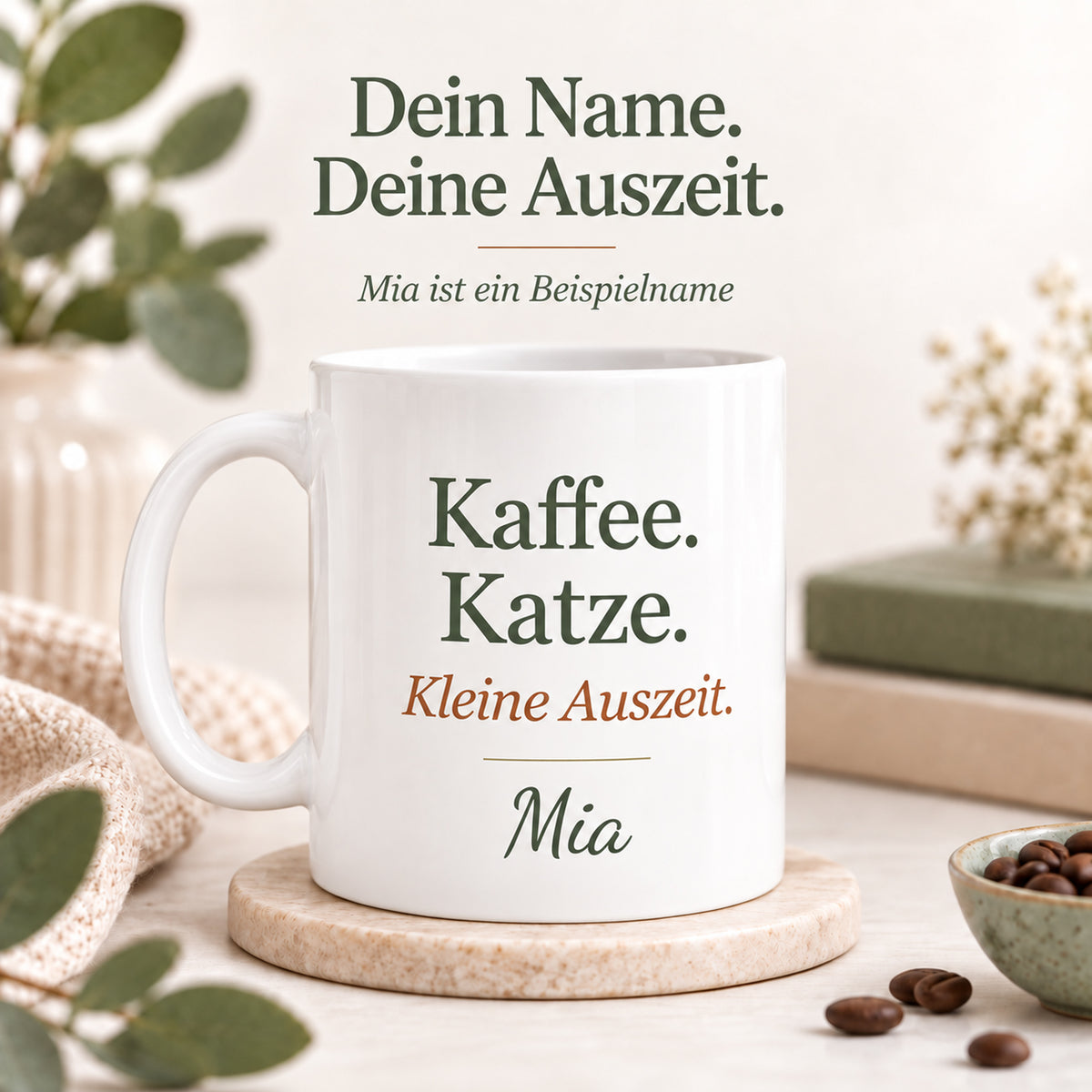 Personalisierung der Katzentasse mit deinem Wunschnamen
