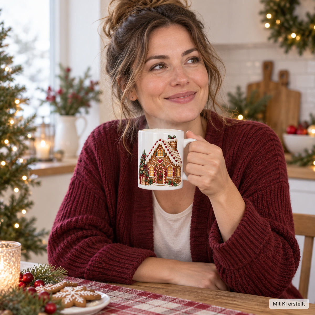 Personalisierte Weihnachtstasse mit Name – Lebkuchenhaus – Ansicht 7