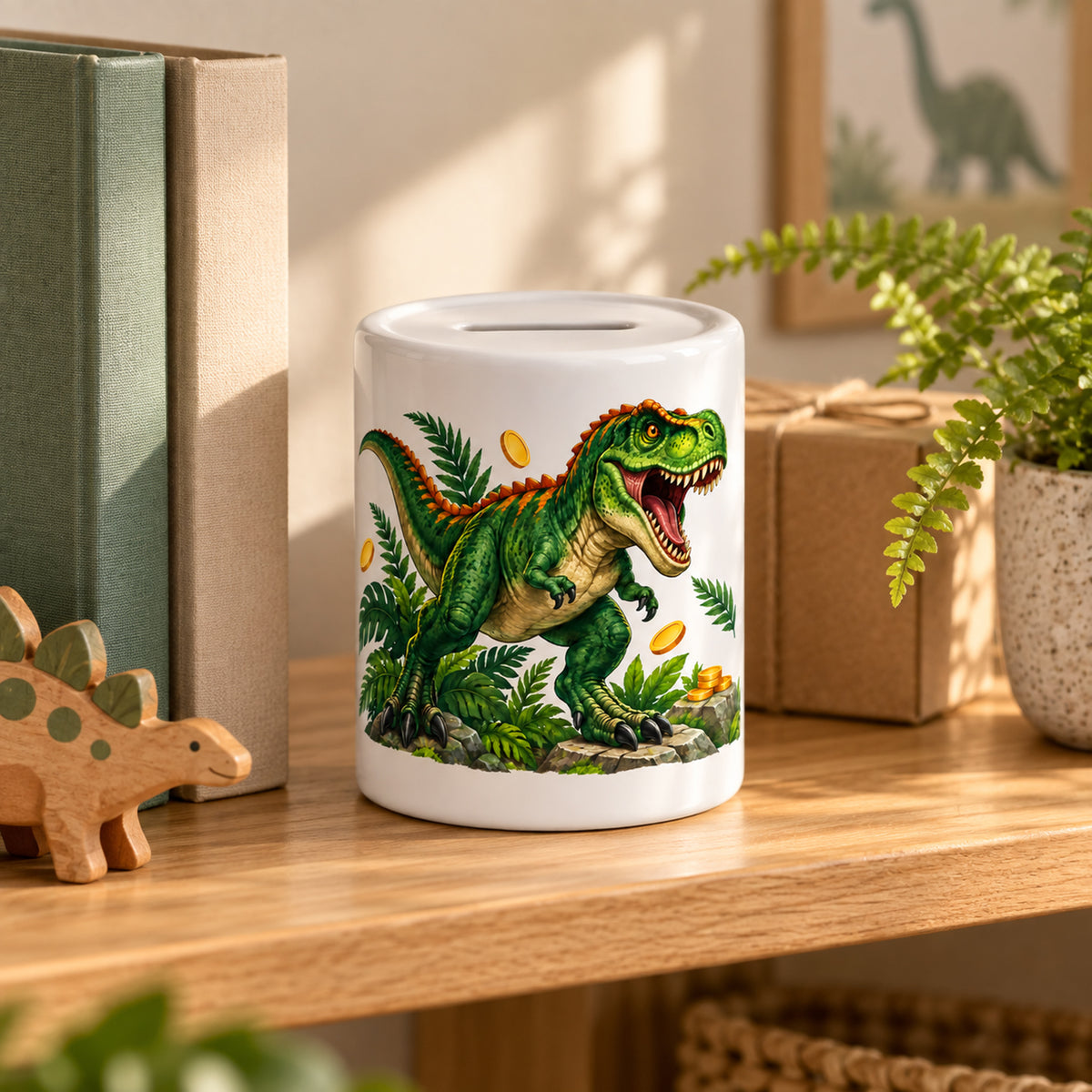 Dino-Spardose mit Namen – T-Rex-Schatz – Geschenkidee im Kinderzimmer