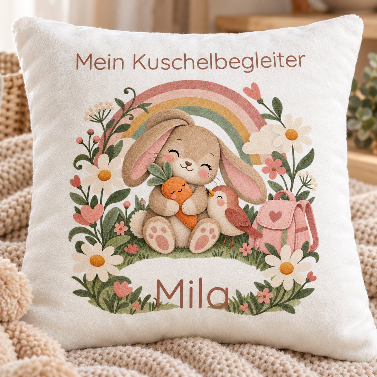 Personalisierter Hase-Kissenbezug mit Mein Kuschelbegleiter – Ansicht 6