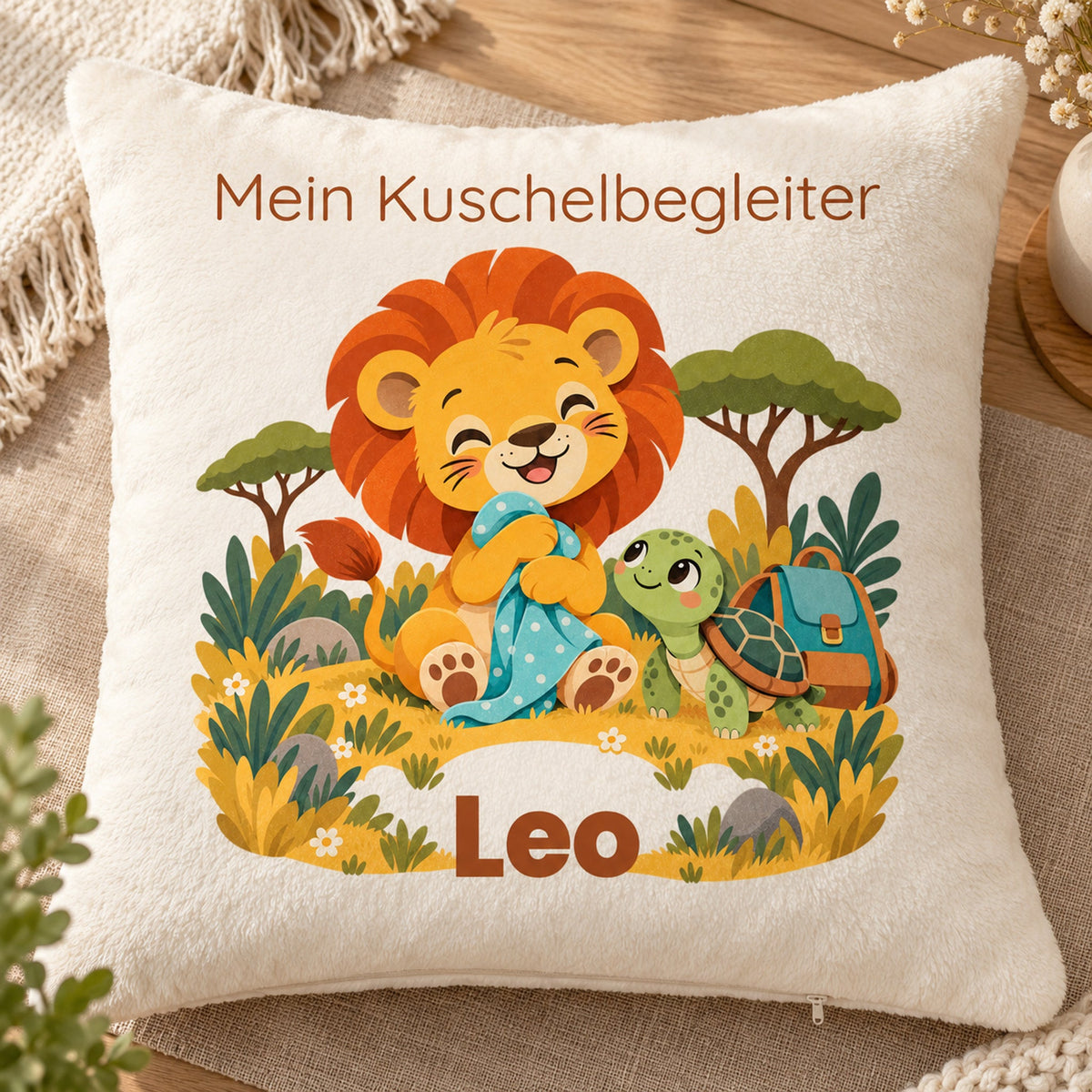 Personalisierter Löwe-Kissenbezug mit Mein Kuschelbegleiter – Ansicht 6