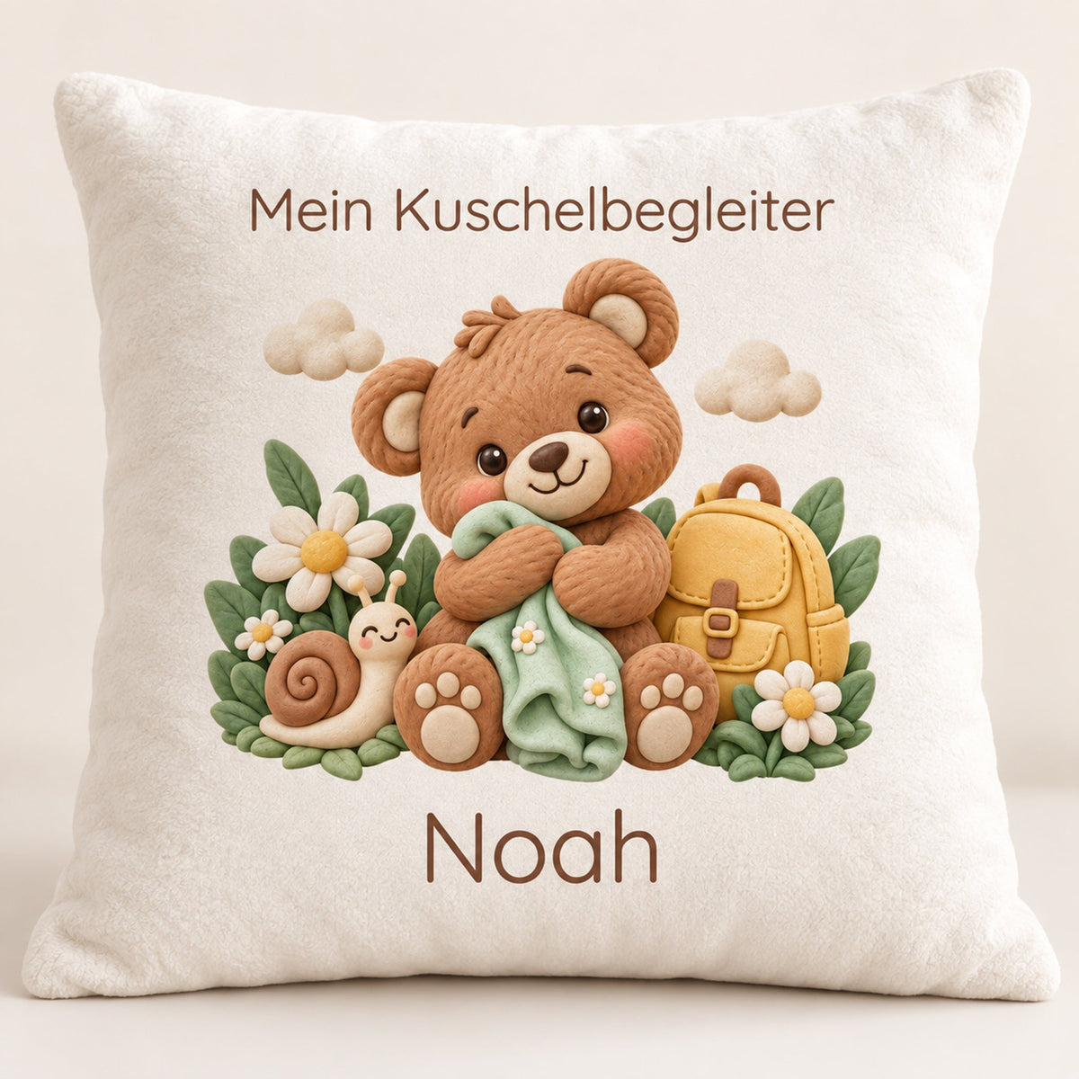 Personalisierter Bär-Kissenbezug mit Mein Kuschelbegleiter – Ansicht 1