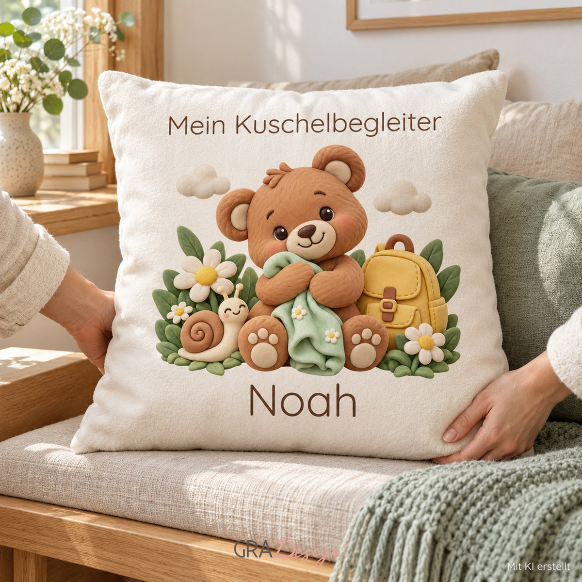 Personalisierter Bär-Kissenbezug mit Mein Kuschelbegleiter – Ansicht 7