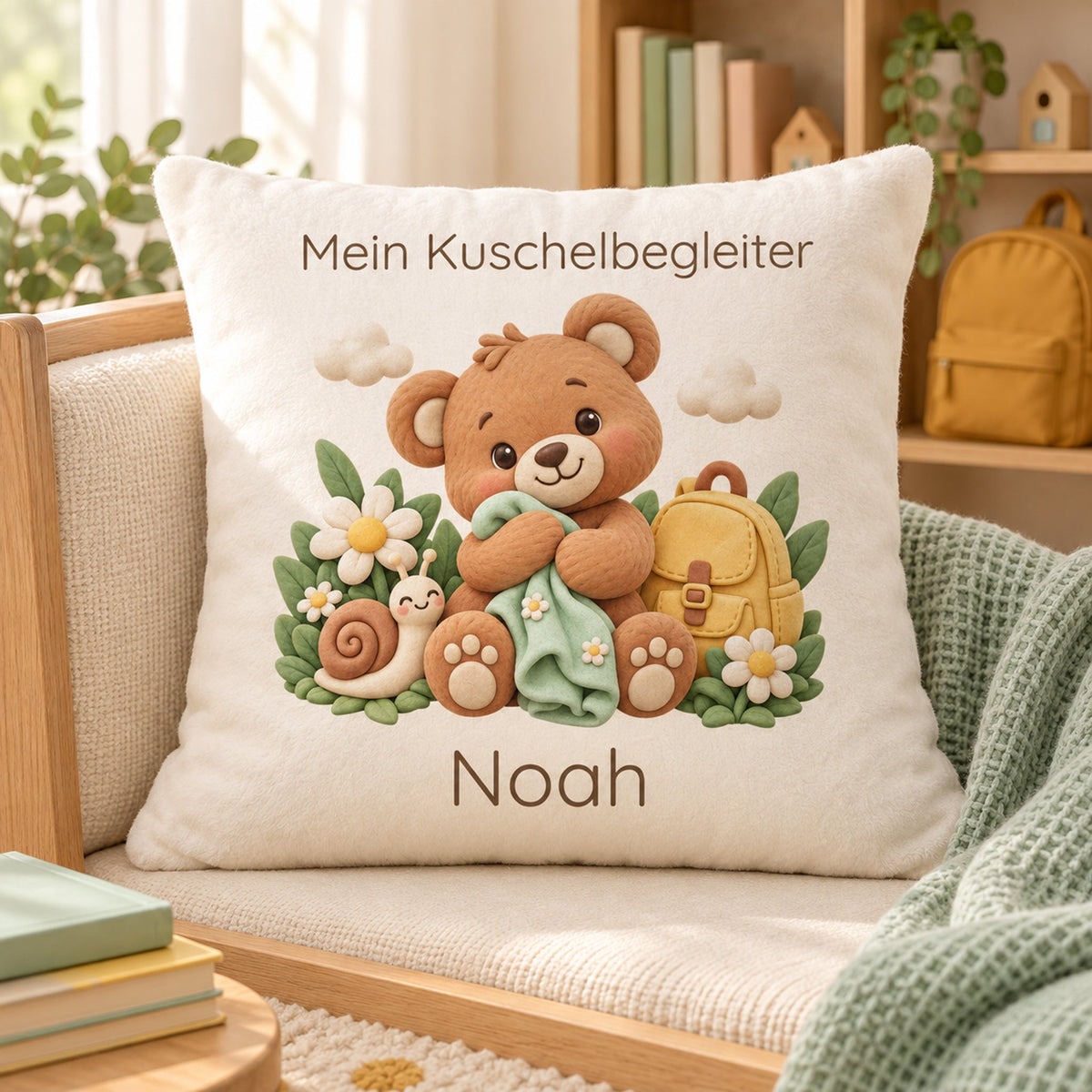 Personalisierter Bär-Kissenbezug mit Mein Kuschelbegleiter – Ansicht 8