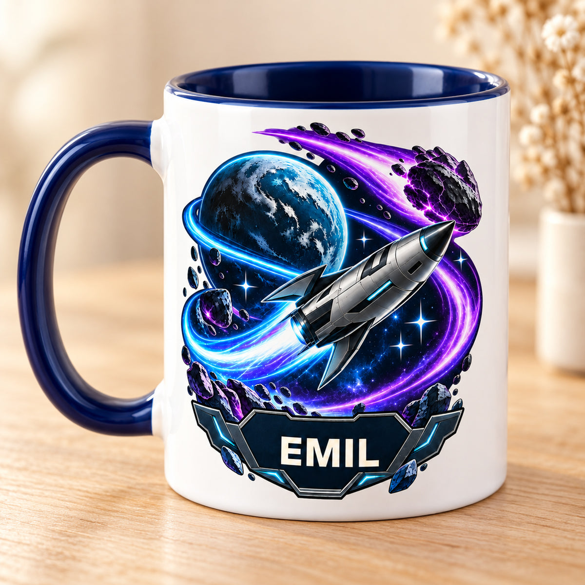 Zweite bedruckte Seite der Tasse Kometenflug mit demselben Namen EMIL