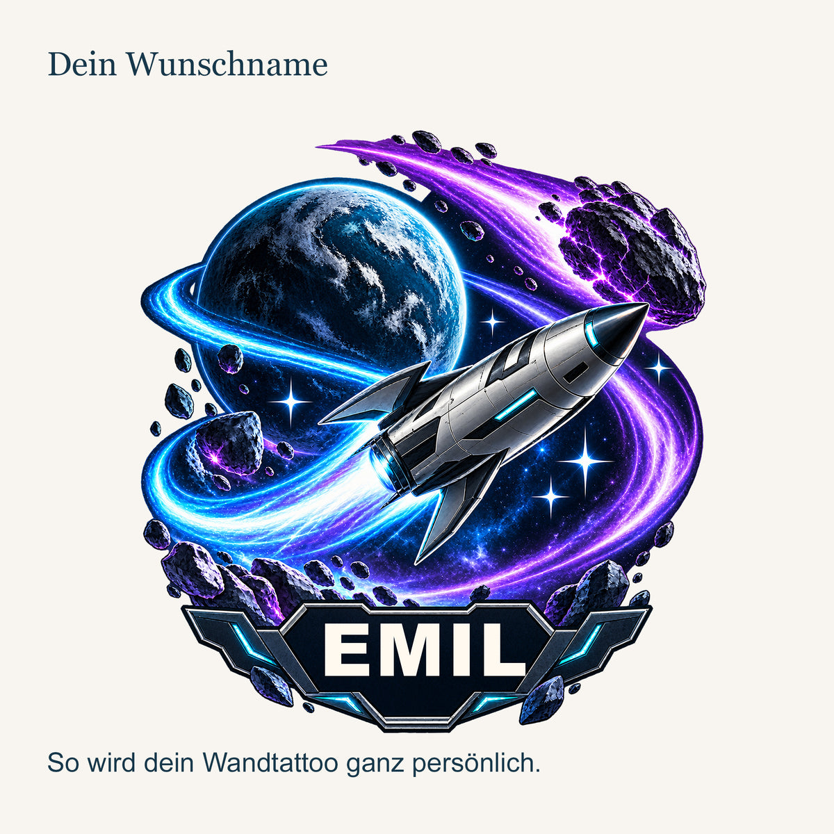 Personalisiertes Wandtattoo Kometenflug – personalisierung
