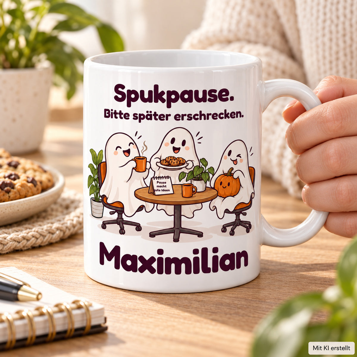 Geisterbuero-Tasse mit Wunschname - Motiv 1, Ansicht 7
