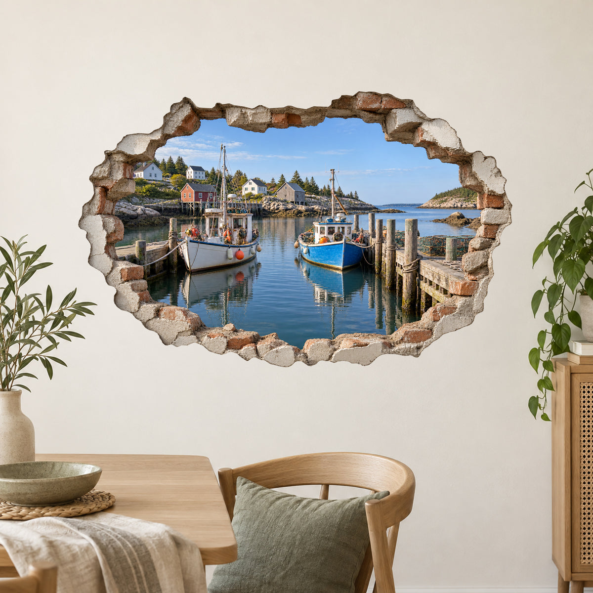 Wandtattoo Fischereihafen mit Wanddurchbruch-Effekt – Ansicht 7