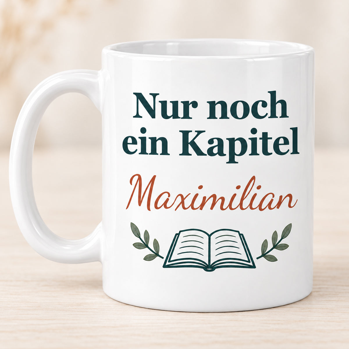 Lesetasse mit Name – Seite für Seite, Katze & Bücher, 330 ml – Bild 2