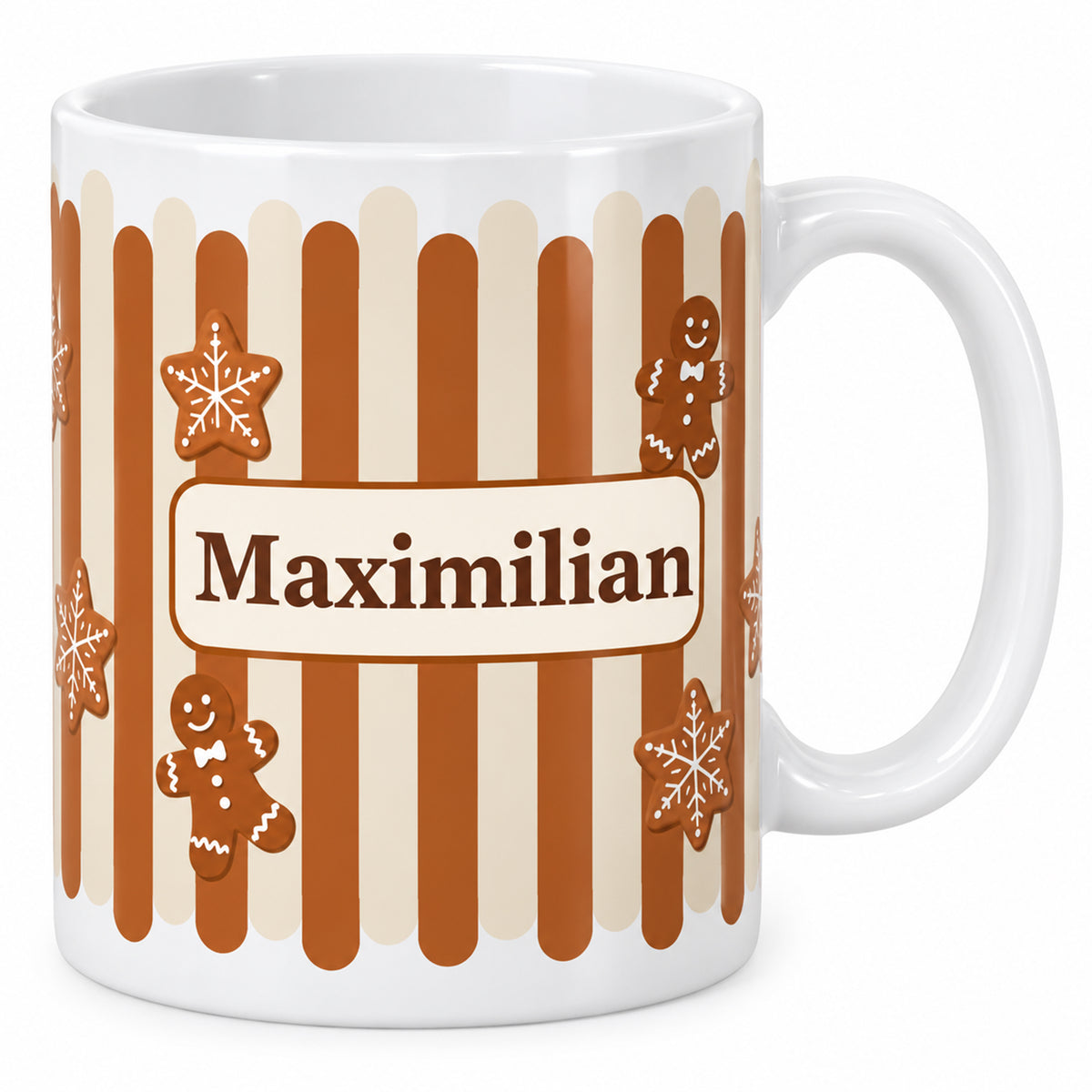 Weihnachtstasse Lebkuchen – Hauptbild mit Beispielname Maximilian