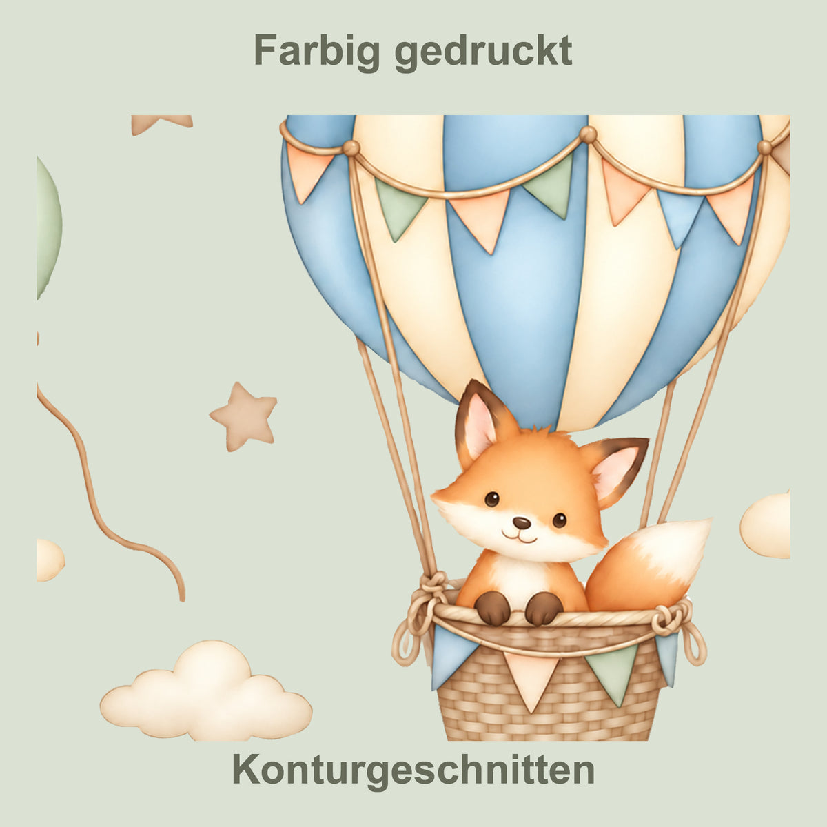 Wandtattoo Fuchs mit Namen im Banner - Kontur