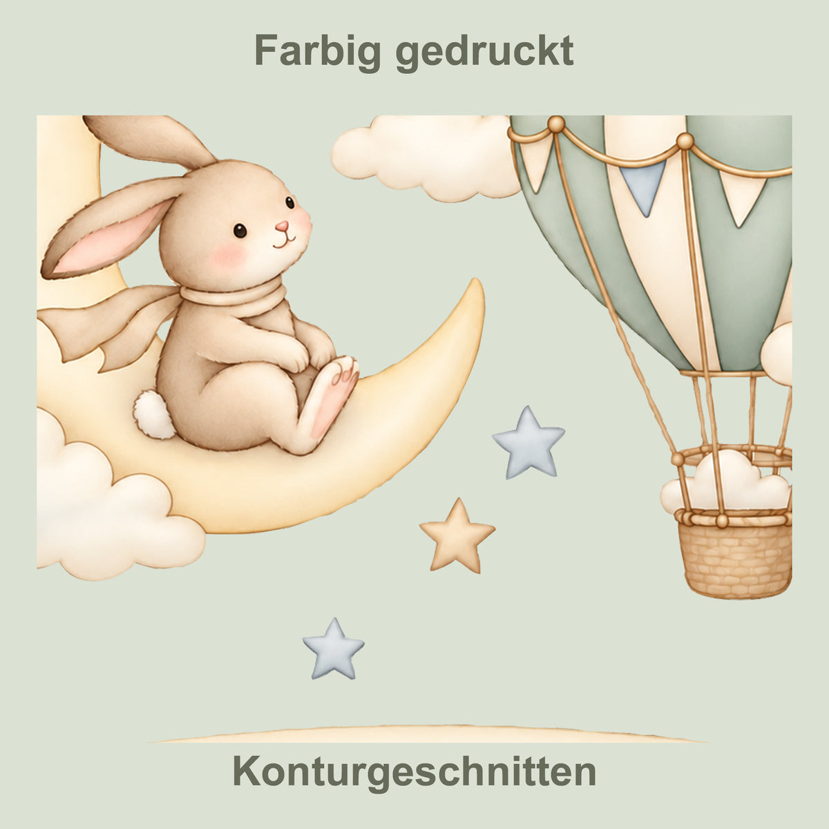 Wandtattoo Hase mit Namen im Banner - Kontur