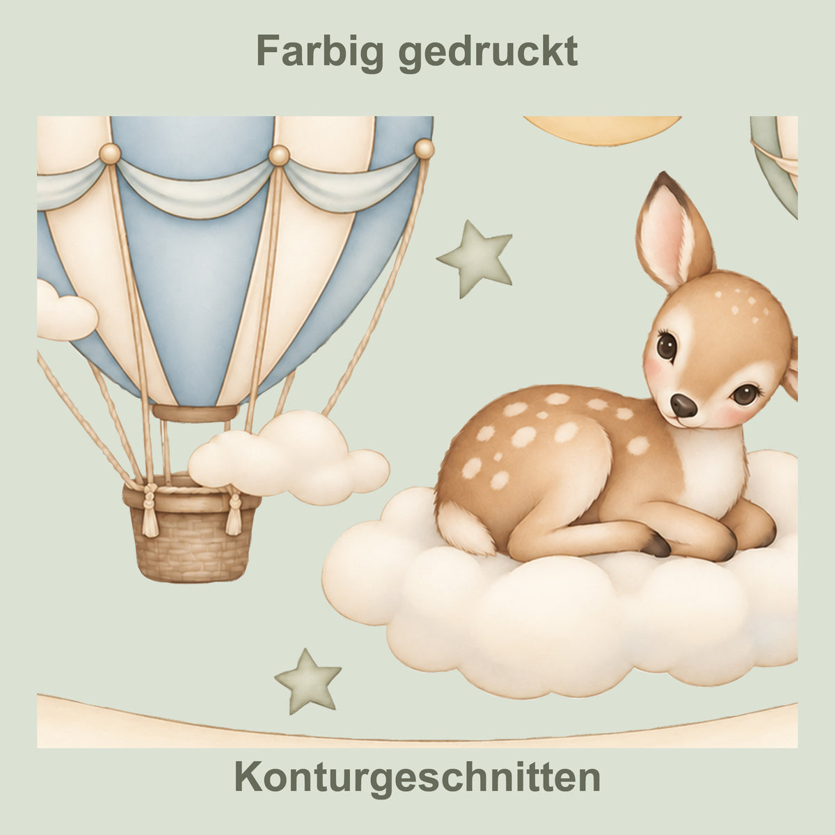 Wandtattoo Rehkitz mit Namen im Banner - Kontur