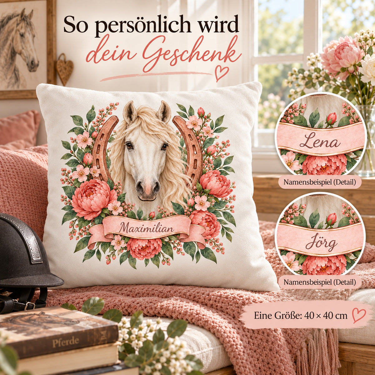 Pferde-Kissenbezug Pfingstrosen – Bild 5