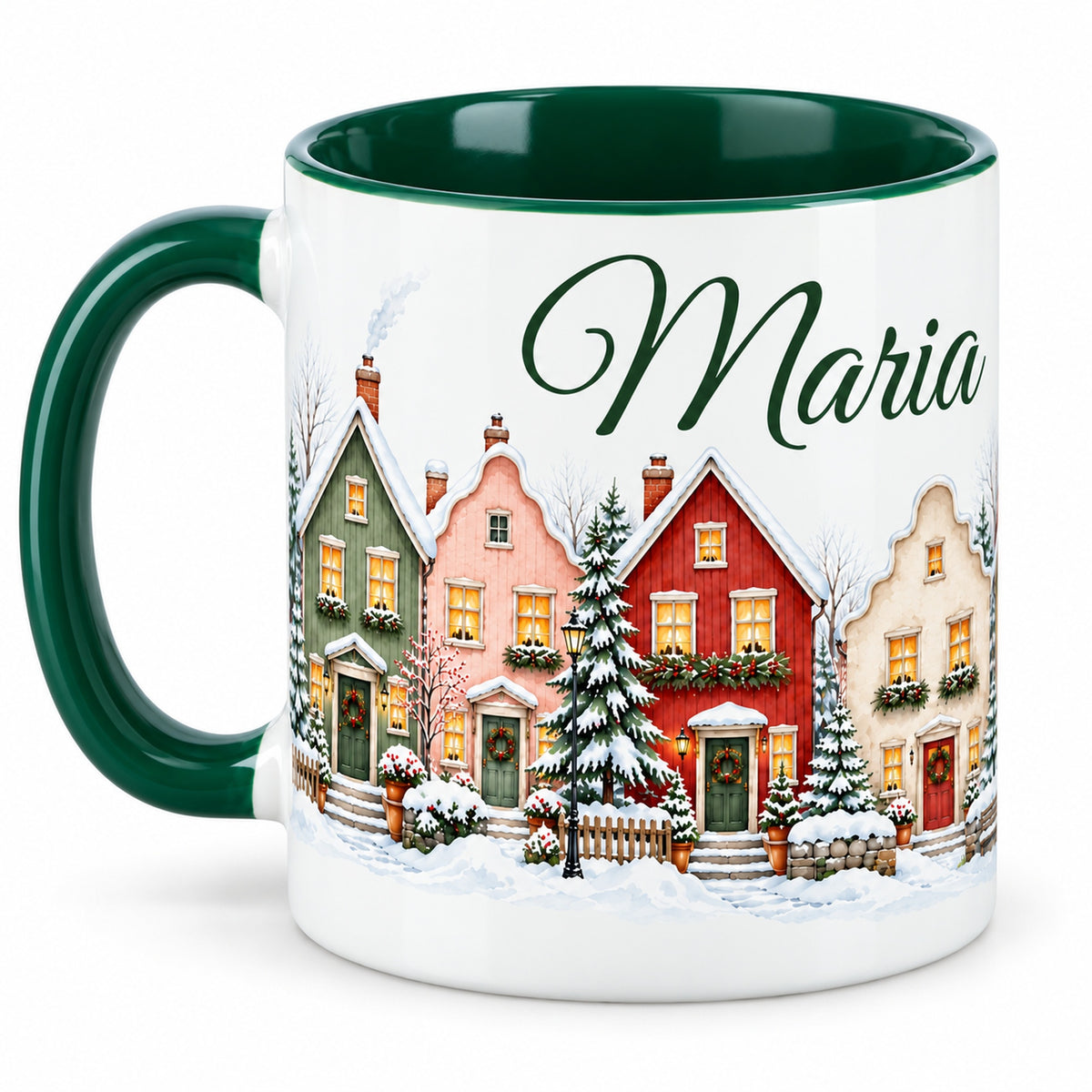 Tasse Giebelgasse mit grünem Henkel links und einem weiteren Abschnitt des Häuserpanoramas.