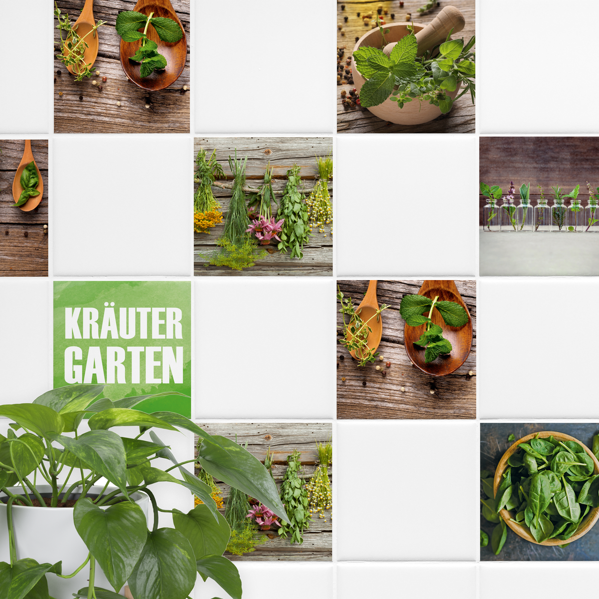 Fliesenaufkleber Küche Kräuter Garten