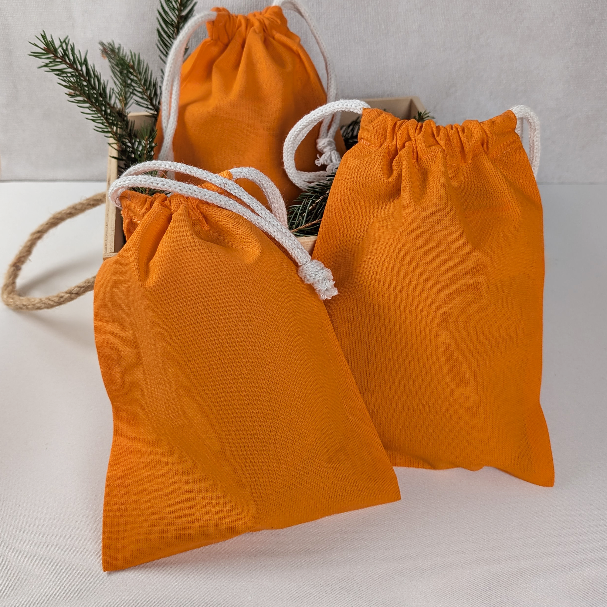 Baumwollsäckchen 15 × 20 cm in Orange – 1 oder 24 Stück