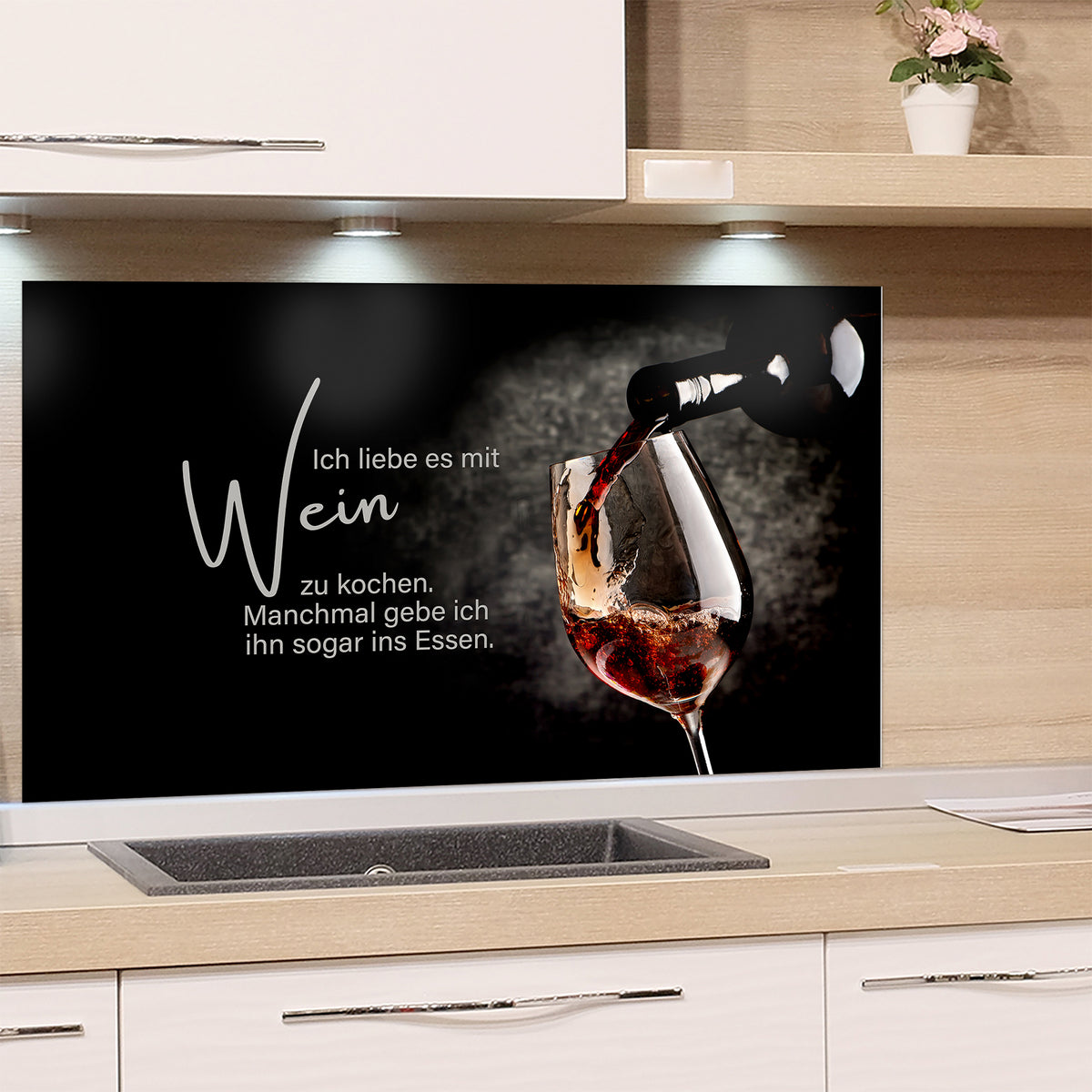 Spritzschutz Wein mit Spruch