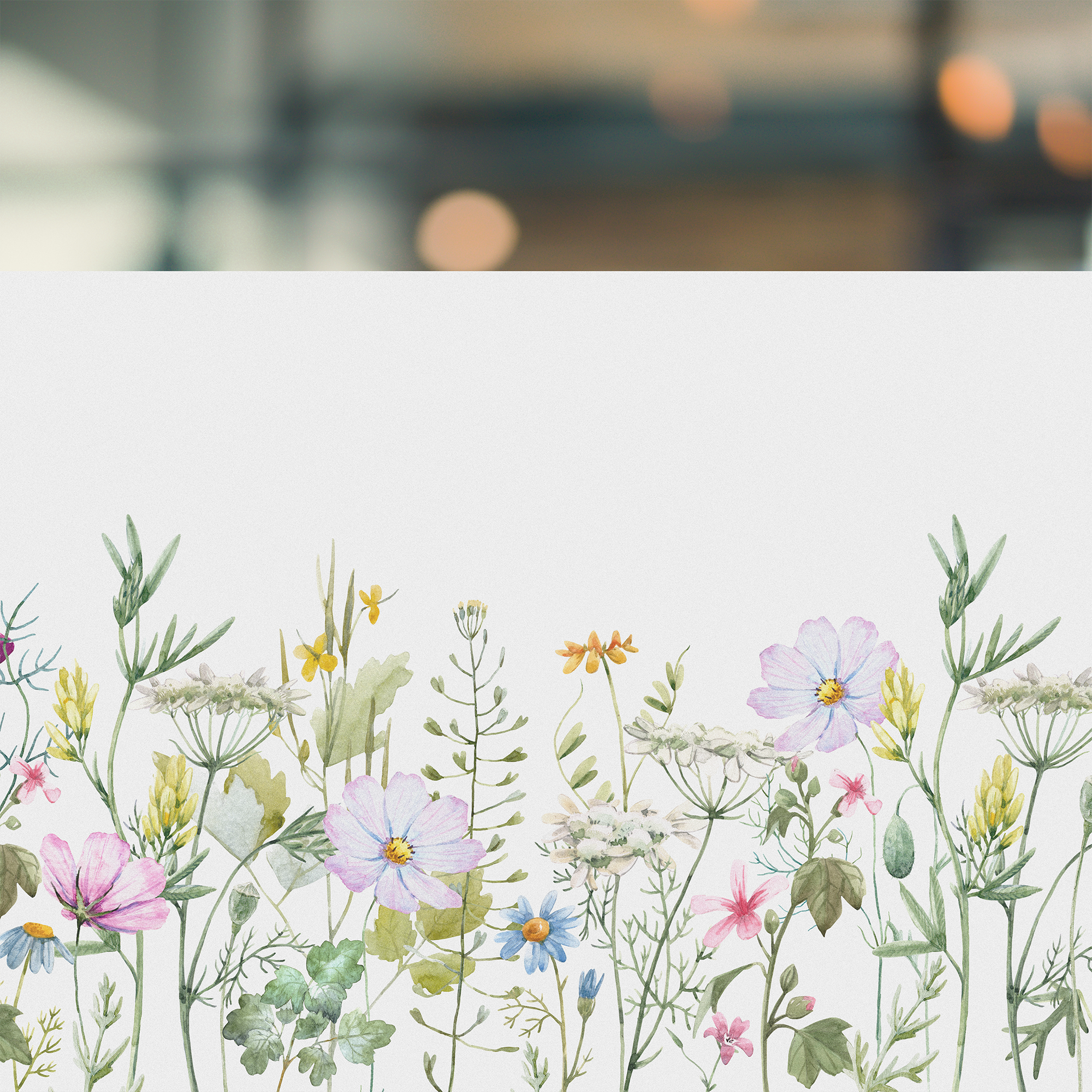 Bunte Blumenillustration in Pastellfarben auf weißem Hintergrund.