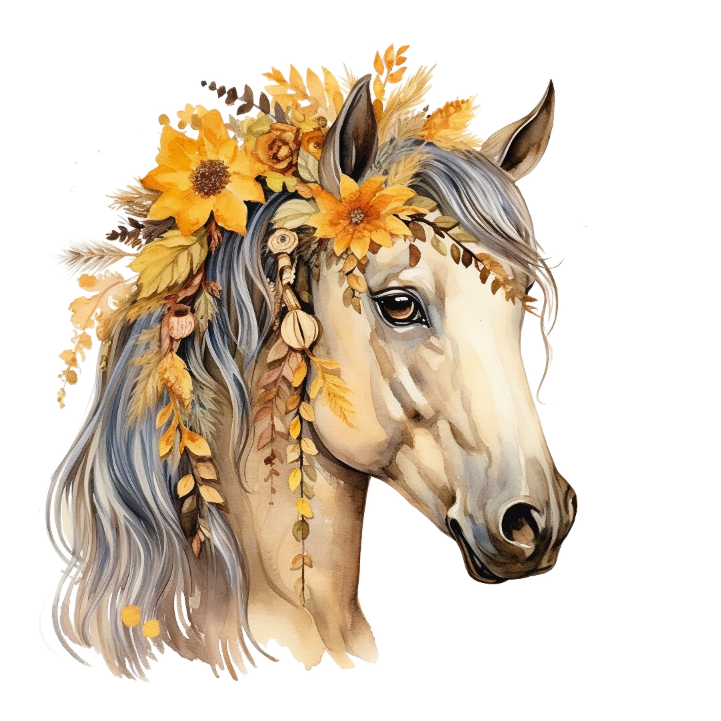 Wandtattoo Pferd mit Sonnenblumen