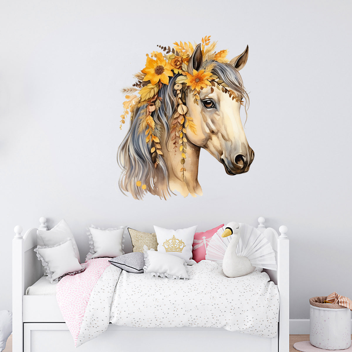 Wandtattoo Pferd mit Sonnenblumen