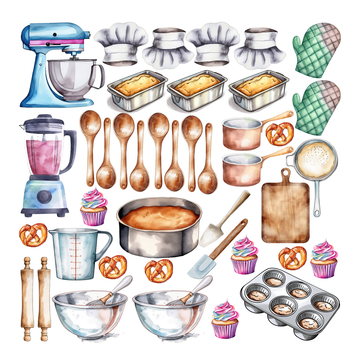 Aufkleber-Set für Kinderküche mit Küchenutensilien und Teetassen