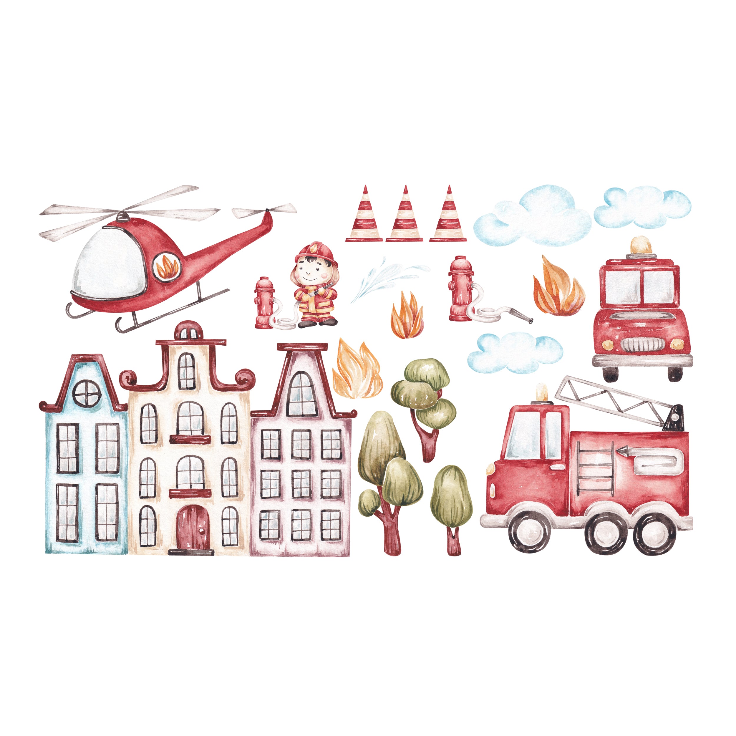 Wandtattoo Feuerwehr-Motiv Set