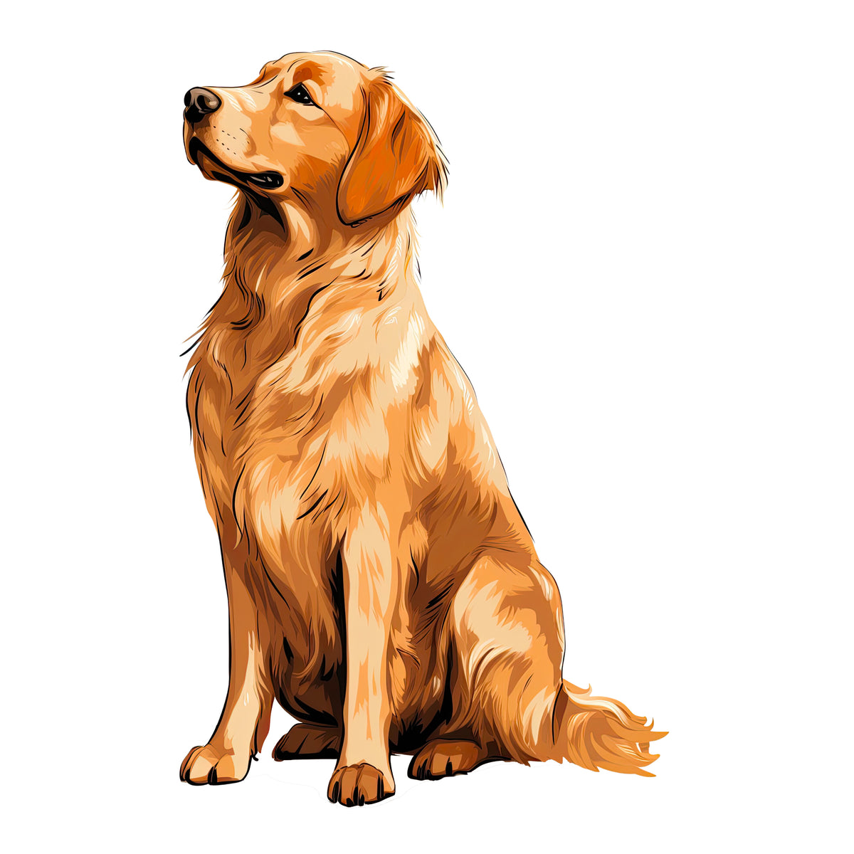 Sitzender goldenfarbener Retriever mit glänzendem Fell.