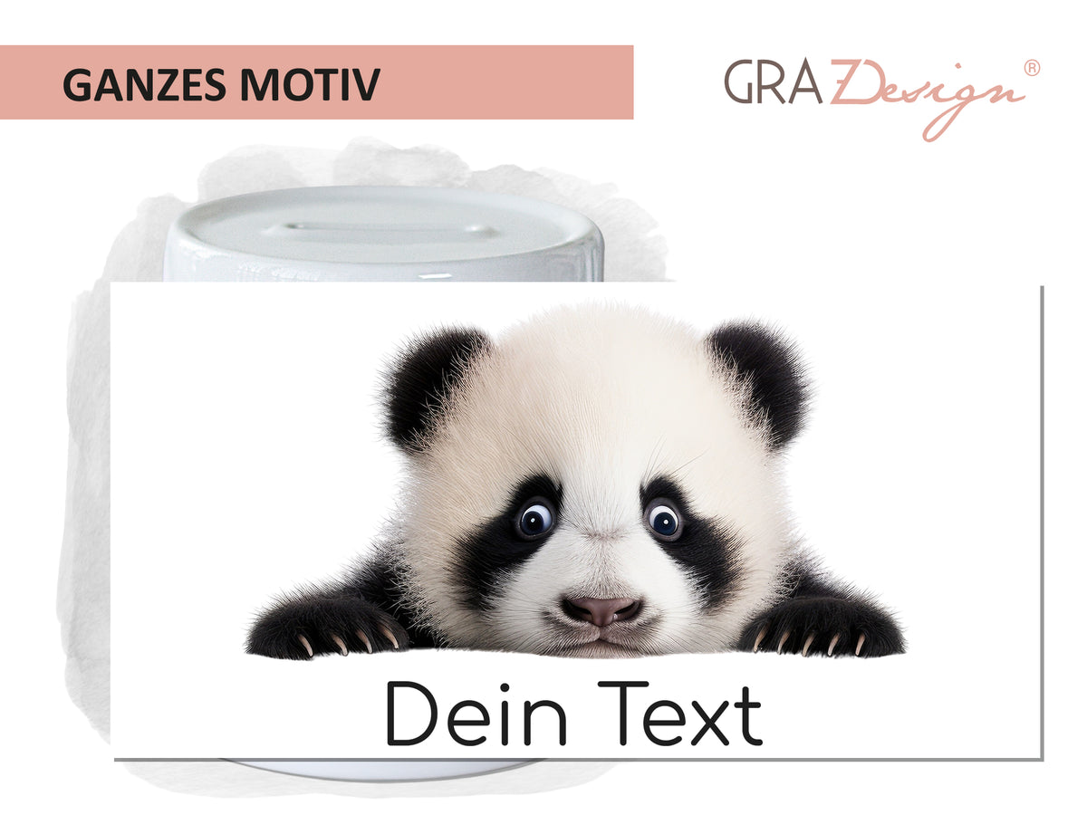 Panda-Motiv auf weißem Hintergrund mit Platz für Text.
