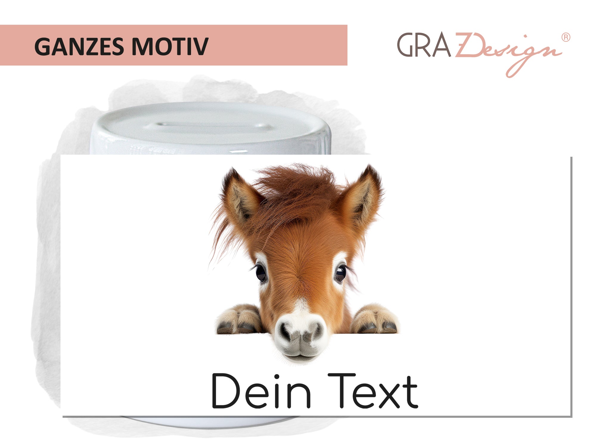 Pferdekopf-Illustration auf weißem Hintergrund mit Platz für Text.