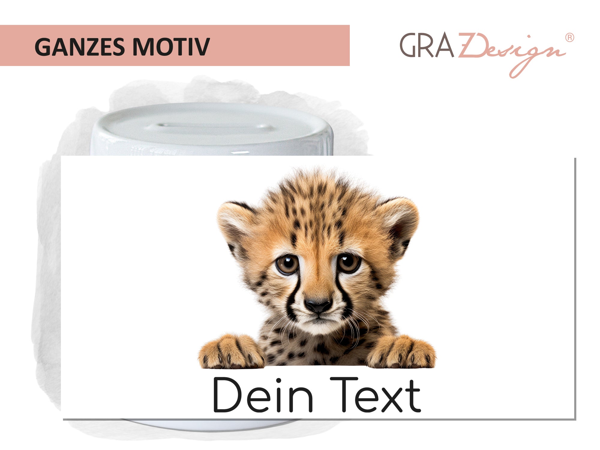 Junger Gepard mit Platz für individuellen Text
