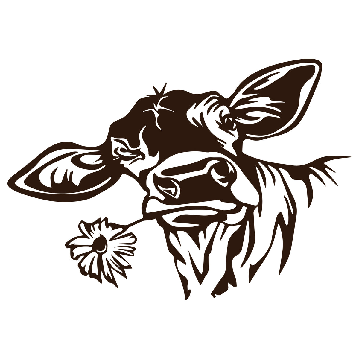 Wandtattoo mit Kuhkopf und Blume