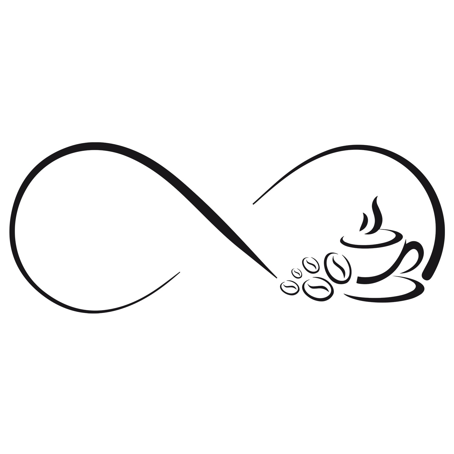 Wandtattoo als Unendlichkeitszeichen mit Kaffeetassen