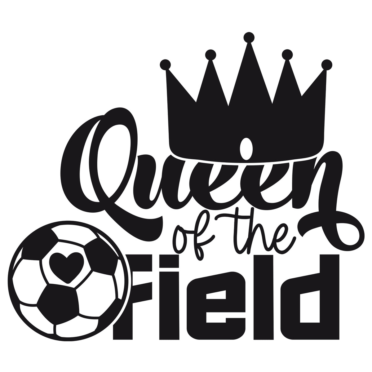 Rosa Wandtattoo Queen of the Field mit Krone und Fußball